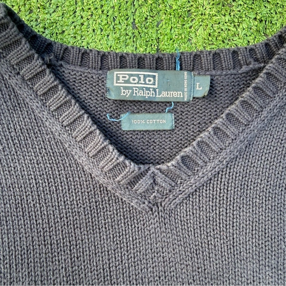 Men's Vintage Navy Polo Ralph Lauren Sweater Vest, Size Large - Picture 3 of 5